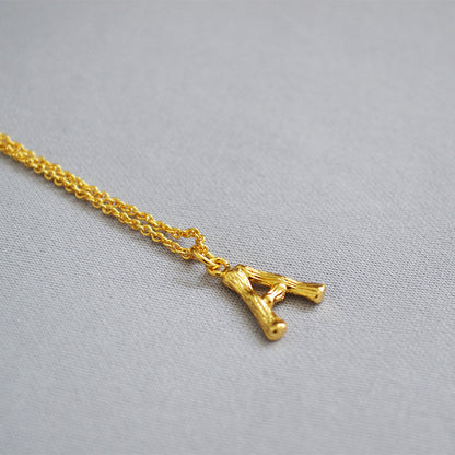 椰子海經典竹節英文字母金色項鍊 ALPHABET INITIAL GOLD NECKLACE