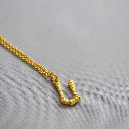 椰子海經典竹節英文字母金色項鍊 ALPHABET INITIAL GOLD NECKLACE