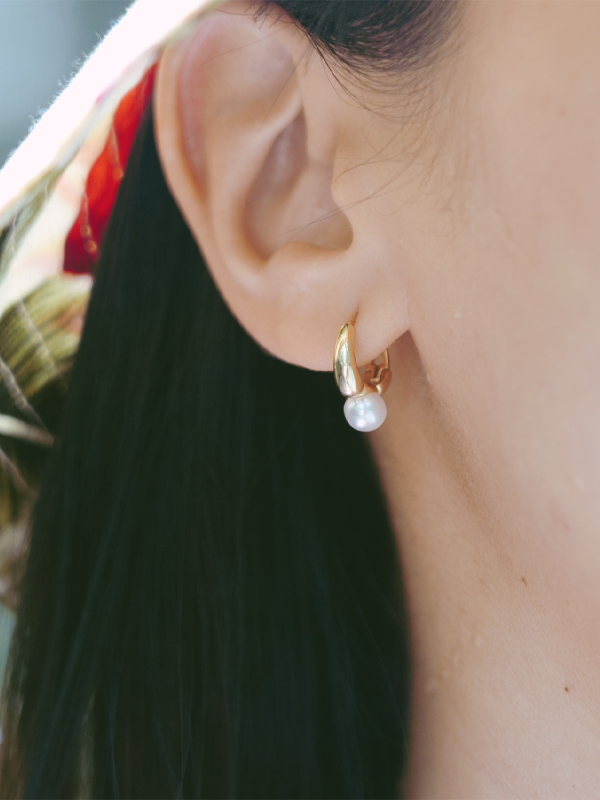 繫心情結珍珠純銀耳環 Knot Pearl Earrings
