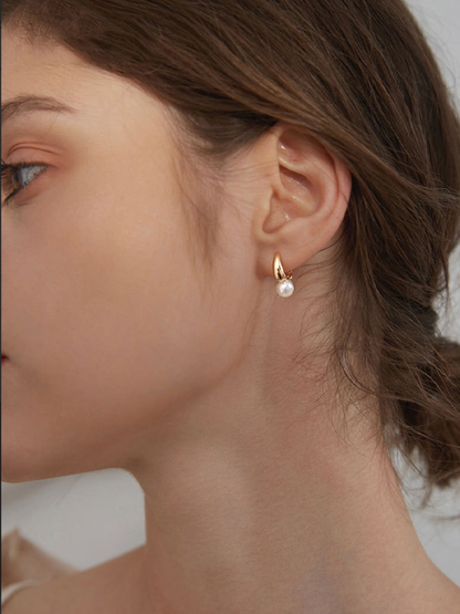 繫心情結珍珠純銀耳環 Knot Pearl Earrings